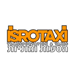 Logo for SROTAX Transportation & Taxis, with a bold orange wordmark and a Hebrew tagline underneath.